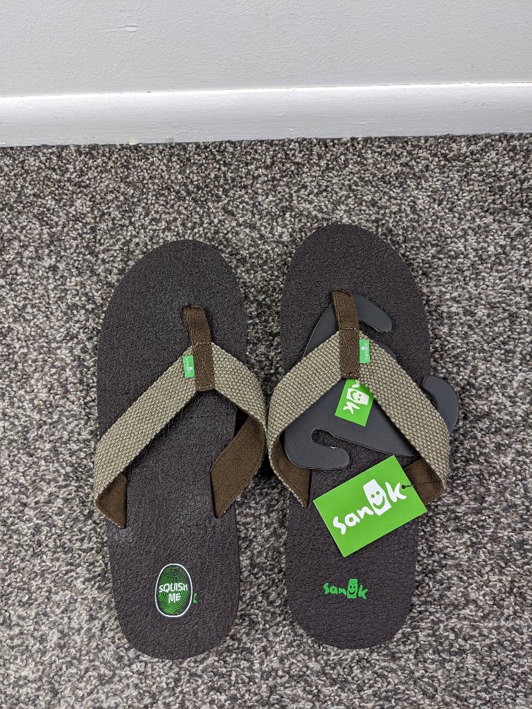 Nwt Sanuk Sandals Mens Yogi 4 Brown Woven Flip Flops Mens Size 13 Sms10966